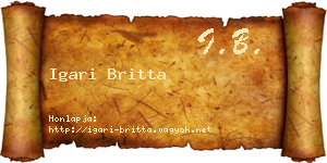 Igari Britta névjegykártya